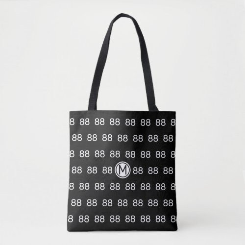Personalized Number 88 on Black Tote Bag