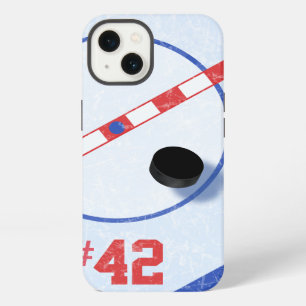 Personalized Number, Center Ice Hockey Player iPhone 13 Case