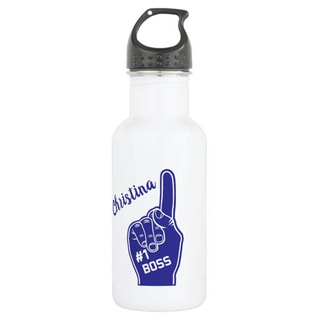 Personalized Number One Boss Foam Finger Stainless Steel Water Bottle (Front)
