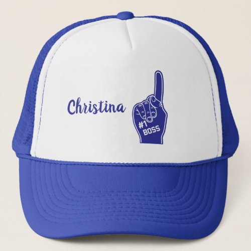 Personalized Number One Boss Foam Finger Trucker Hat