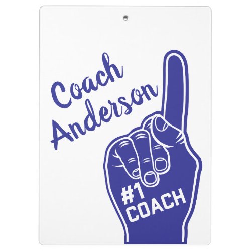 Personalized Number One Coach Foam Finger Clipboard