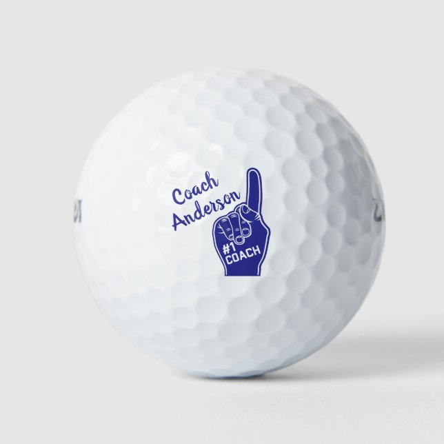 Personalized Number One Coach Foam Finger Golf Balls (Front)