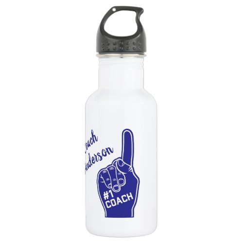 Personalized Number One Coach Foam Finger Stainless Steel Water Bottle