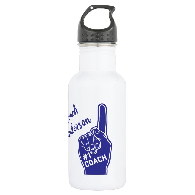 Personalized Number One Coach Foam Finger Stainless Steel Water Bottle (Front)