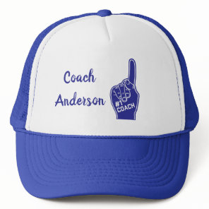 Personalized Number One Coach Foam Finger Trucker Hat
