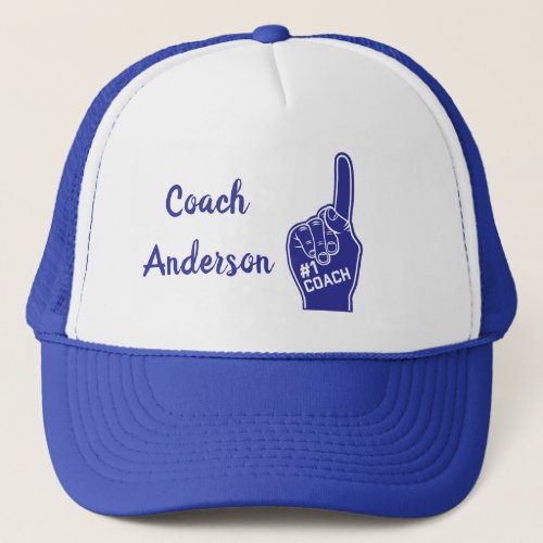 Personalized Number One Coach Foam Finger Trucker Hat