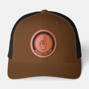 Personalized Number One Dad Leather Patch Cap