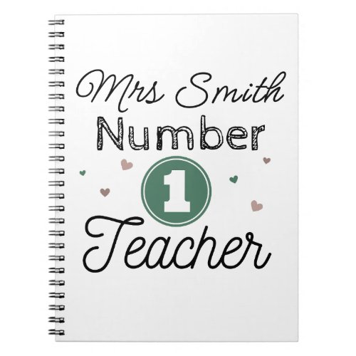 Personalized Number One Teacher Gift Notebook
