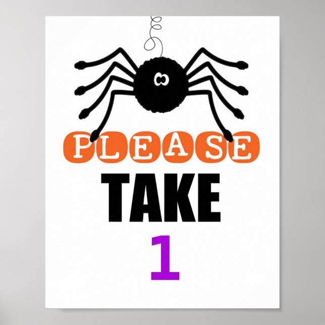 Personalized Number Spider Halloween Please Take Poster (Front)