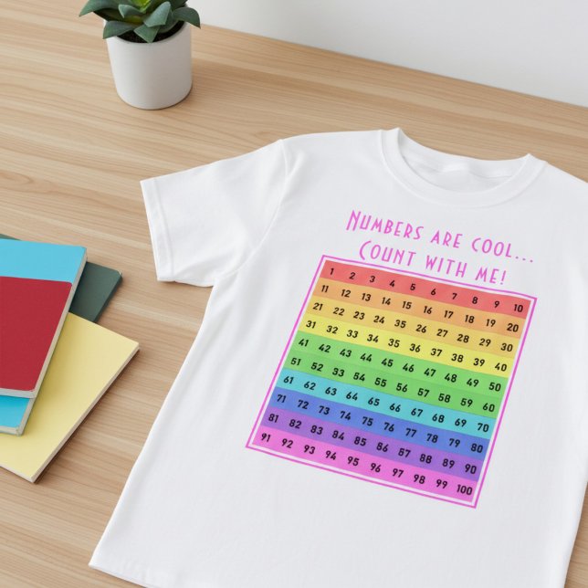 Personalized "Numbers are cool!" 1-100 Chart Pink T-Shirt (Creator Uploaded)
