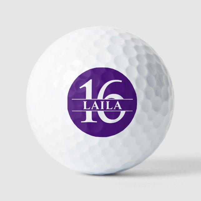 Personalized Numbers Golf Ball - Purple (Front)
