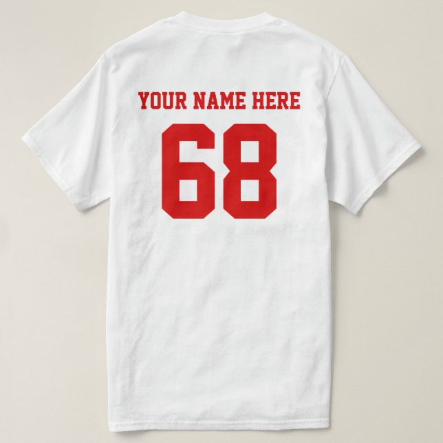 Personalized Numbers Name Red T-Shirt (Design Back)