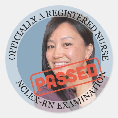 personalized nurse 3 inch passed nclex rn exam classic round sticker