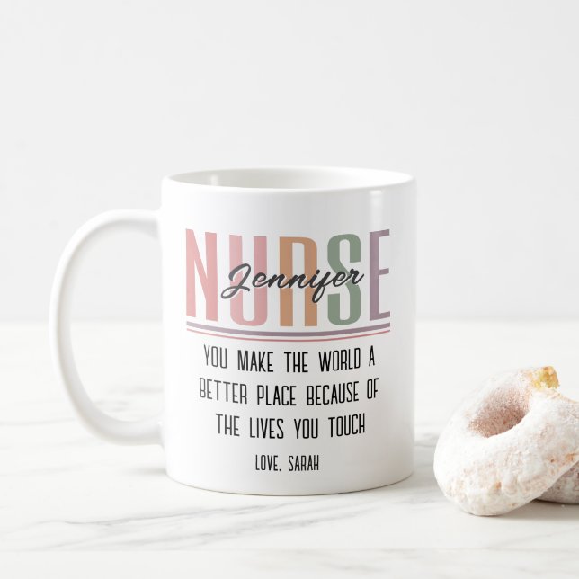 Personalized Nurse Appreciation Gift Mug (With Donut)