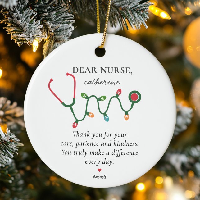 Personalized Nurse Appreciation Holiday Gift Ceramic Ornament (Creator Uploaded)