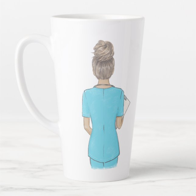 Personalized Nurse (Blonde Hair with Bun) Mug (Left)