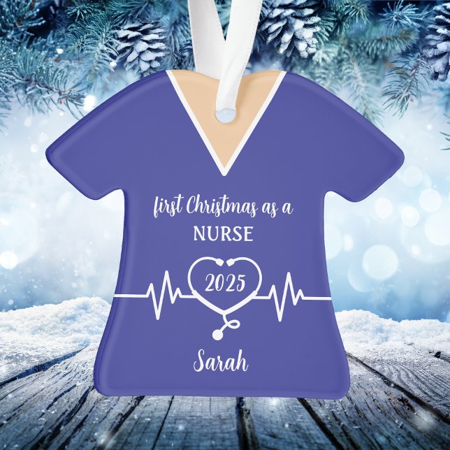 Personalized Nurse Blue Scrubs Christmas Ornament (Personalized Nurse Blue Scrubs Christmas Ornament
)