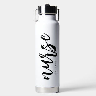Personalized Nurse Brush Typography RN Graduation Water Bottle