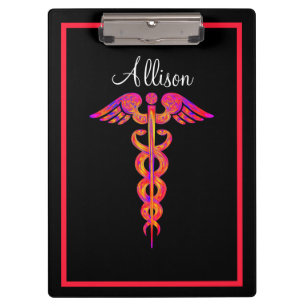 Personalized Nurse Caduceus Colorful Medical Clipboard