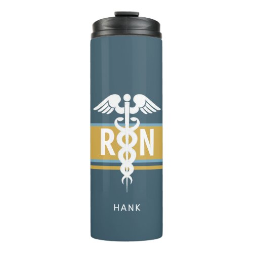 Personalized Nurse Caduceus Mens Thermal Tumbler