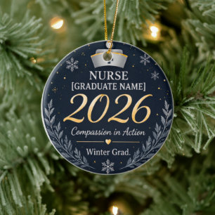 Personalized Nurse Cap Ornament 2026 Winter Grad