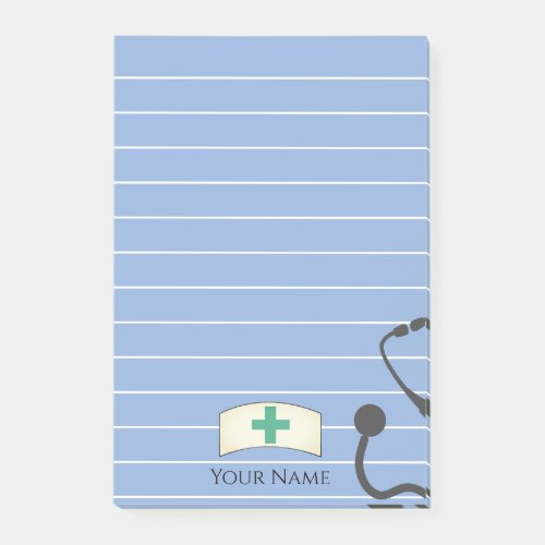Personalized Nurse Cap Stethoscope Fun Post_it Notes