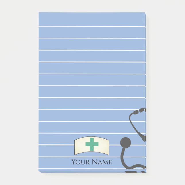 Personalized Nurse Cap Stethoscope Fun Post-it Notes (Front)