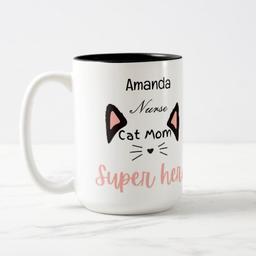 Personalized nurse cat mom coffee mug