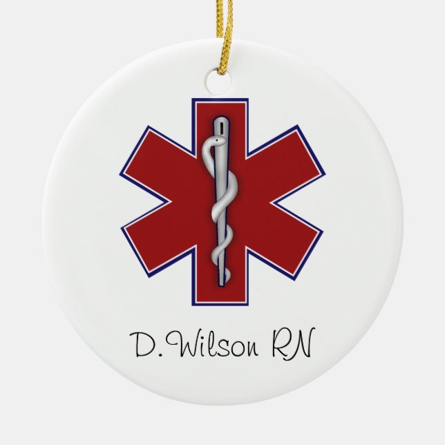 Personalized Nurse Ceramic Ornament (Front)