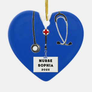 Personalized Nurse Christmas 2023 Collectible Ceramic Ornament