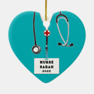 Personalized Nurse Christmas Ceramic Ornament