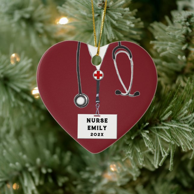 Personalized Nurse Christmas Collectible 2025 Ceramic Ornament (Tree)