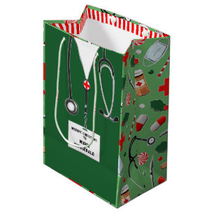 Personalized Nurse Christmas Holiday Medium Gift Bag