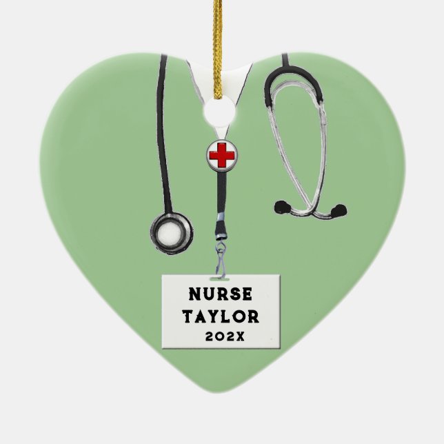 Personalized Nurse Collectible Ceramic Ornament (Back)