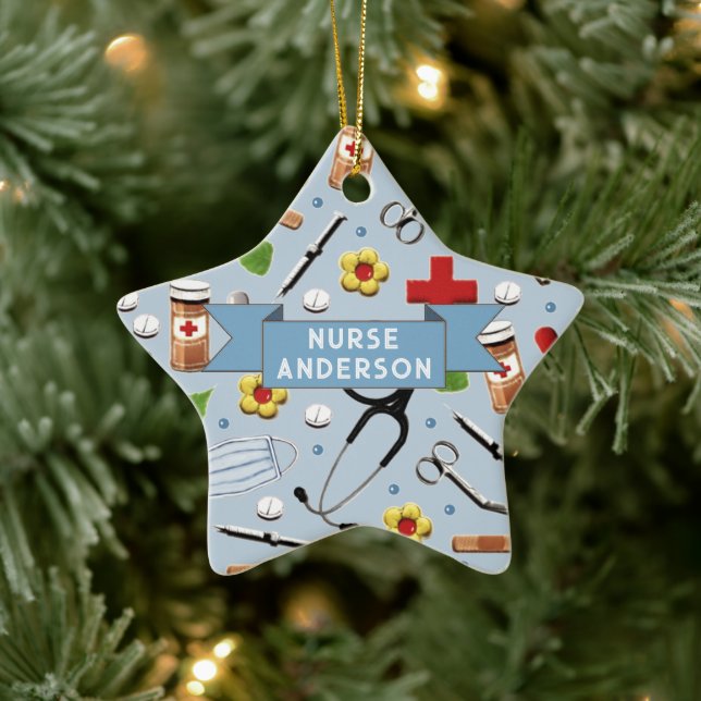 Personalized Nurse Collectible Ceramic Ornament (Tree)