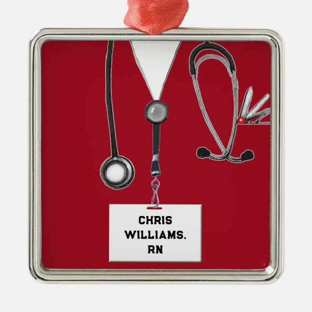 Personalized Nurse Collectible Metal Ornament (Front)