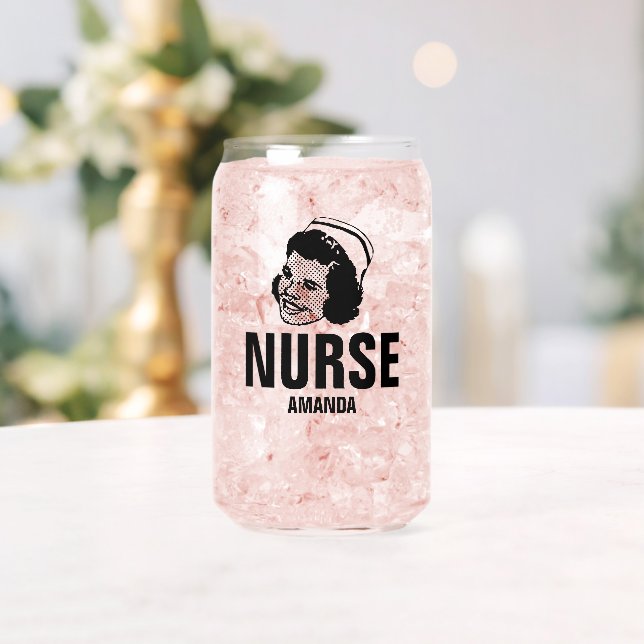 Personalized Nurse Custom Name Can Glass (Insitu (Wedding))