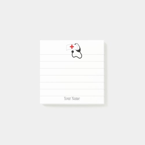 Personalized Nurse Cute White Stethoscope Post_it Notes