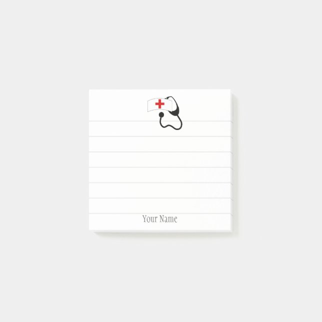 Personalized Nurse Cute White Stethoscope Post-it Notes (Front)