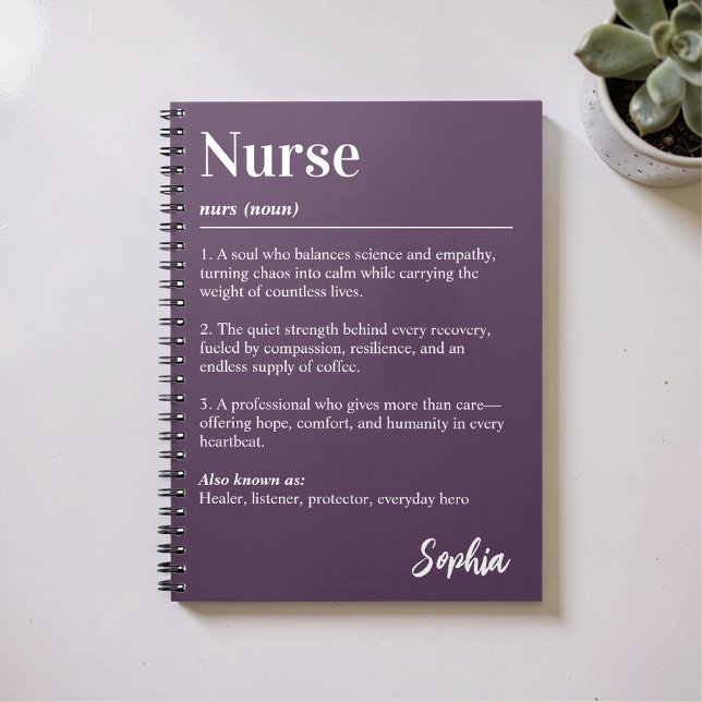 Personalized Nurse Dictionary Definition Purple Notebook (Creator Uploaded)