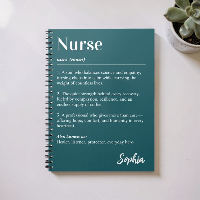 Personalized Nurse Dictionary Definition Teal Notebook (Creator Uploaded)