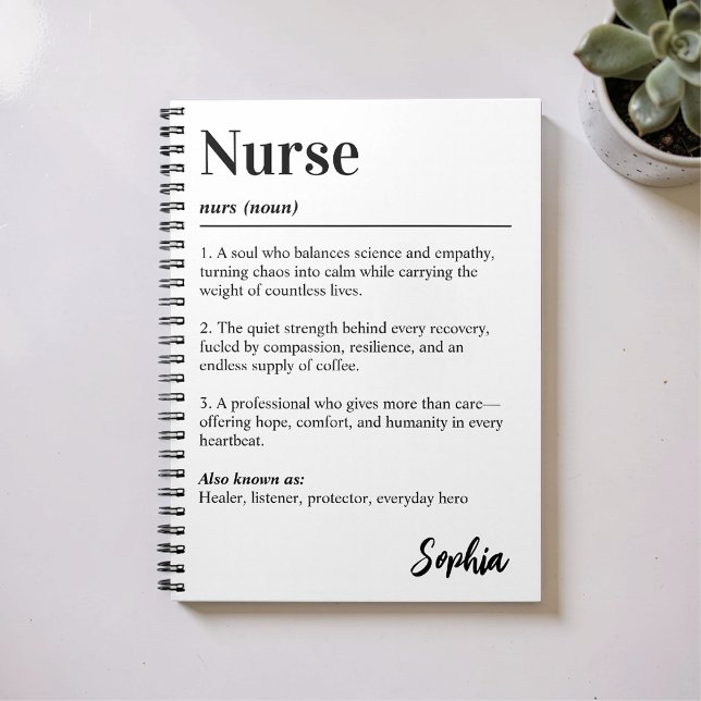 Personalized Nurse Dictionary Definition White Notebook (Creator Uploaded)