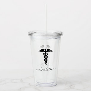 Personalized Nurse Doctor Caduceus Medical symbol Acrylic Tumbler