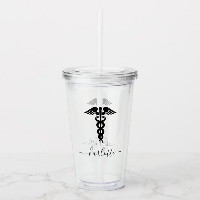 Personalized Nurse Doctor Caduceus Medical symbol  Acrylic Tumbler (Front)