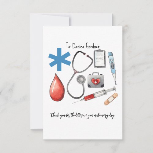 Personalized Nurse Doctors Healthcare Minimalist Thank You Card