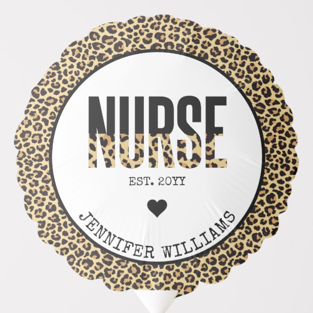 Personalized Nurse Est Cheetah RN Graduation Balloon (Front)
