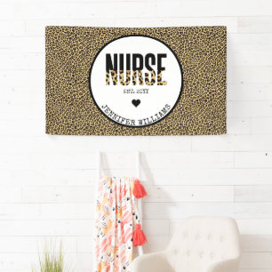 Personalized Nurse Est Cheetah RN Graduation Banner
