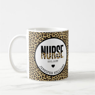 Personalized Nurse Est Cheetah RN Graduation Coffee Mug