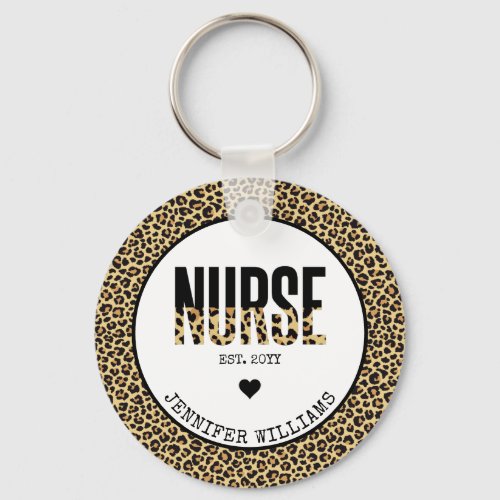 Personalized Nurse Est Cheetah RN Graduation Keychain