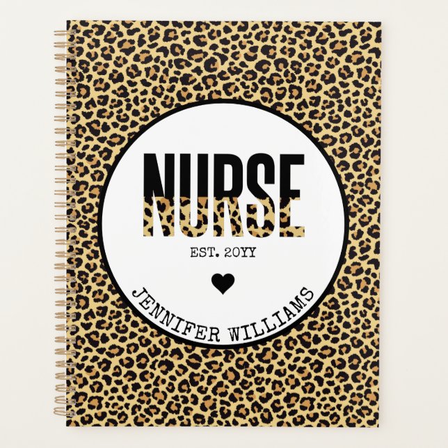 Personalized Nurse Est Cheetah RN Graduation Planner (Front)